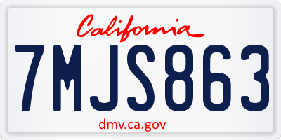 CA license plate 7MJS863
