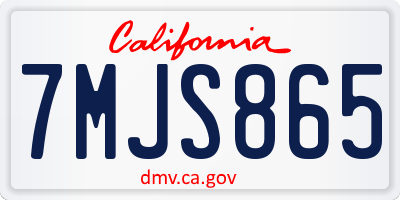 CA license plate 7MJS865