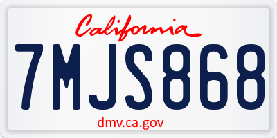 CA license plate 7MJS868
