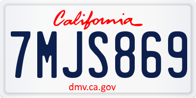 CA license plate 7MJS869