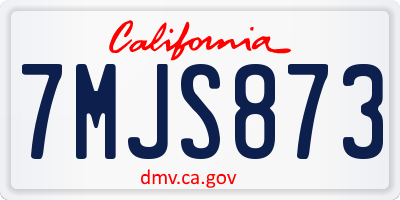 CA license plate 7MJS873