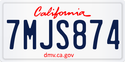 CA license plate 7MJS874