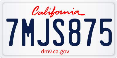 CA license plate 7MJS875