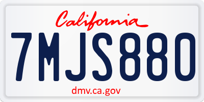 CA license plate 7MJS880