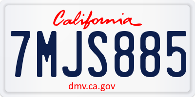 CA license plate 7MJS885