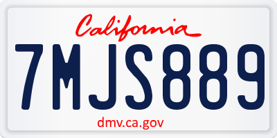 CA license plate 7MJS889