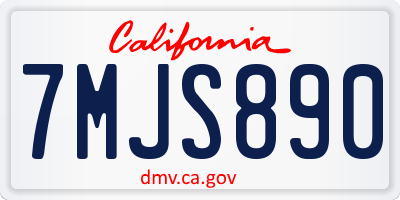 CA license plate 7MJS890