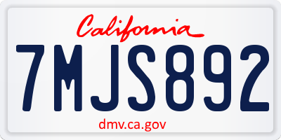 CA license plate 7MJS892