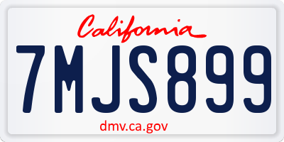CA license plate 7MJS899