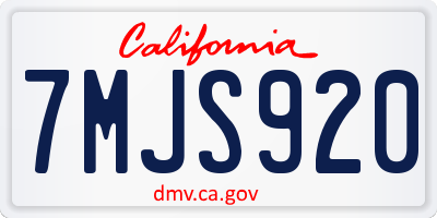 CA license plate 7MJS920