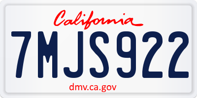 CA license plate 7MJS922