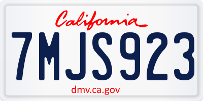 CA license plate 7MJS923