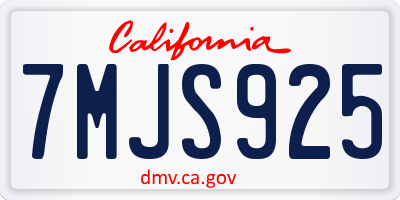 CA license plate 7MJS925