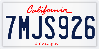 CA license plate 7MJS926