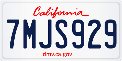 CA license plate 7MJS929