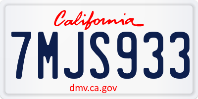 CA license plate 7MJS933