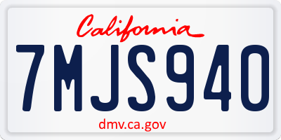CA license plate 7MJS940