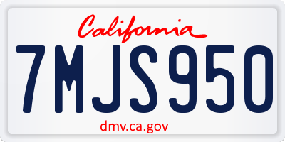 CA license plate 7MJS950