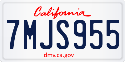 CA license plate 7MJS955