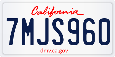 CA license plate 7MJS960