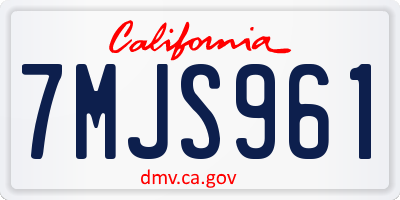 CA license plate 7MJS961