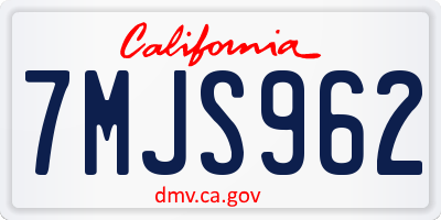 CA license plate 7MJS962