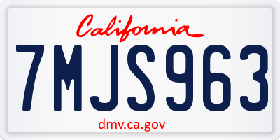 CA license plate 7MJS963