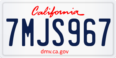 CA license plate 7MJS967