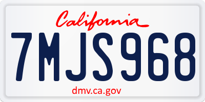 CA license plate 7MJS968