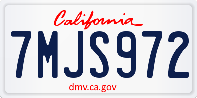 CA license plate 7MJS972