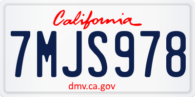 CA license plate 7MJS978