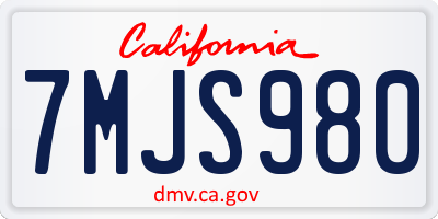 CA license plate 7MJS980