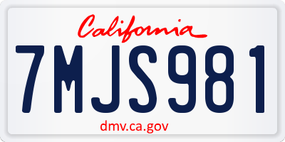 CA license plate 7MJS981