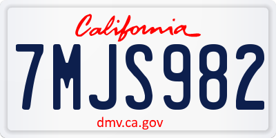CA license plate 7MJS982