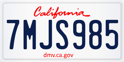CA license plate 7MJS985