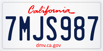 CA license plate 7MJS987