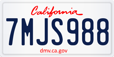 CA license plate 7MJS988