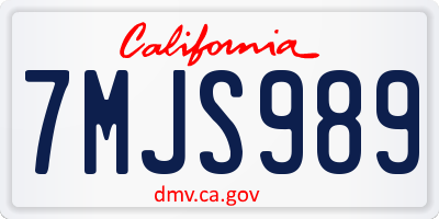 CA license plate 7MJS989