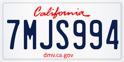 CA license plate 7MJS994