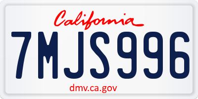 CA license plate 7MJS996