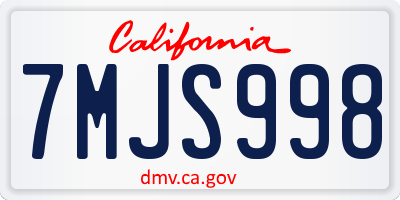 CA license plate 7MJS998