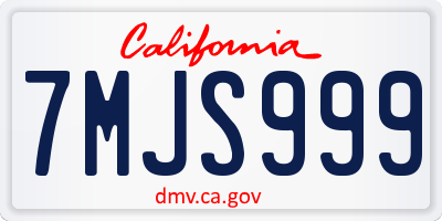 CA license plate 7MJS999