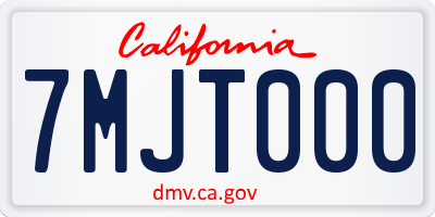 CA license plate 7MJT000