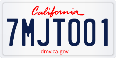 CA license plate 7MJT001