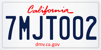 CA license plate 7MJT002