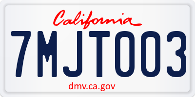 CA license plate 7MJT003