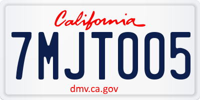 CA license plate 7MJT005