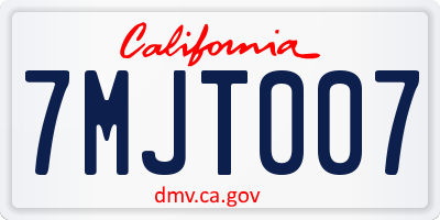 CA license plate 7MJT007