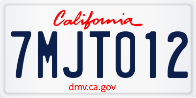 CA license plate 7MJT012