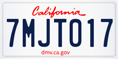 CA license plate 7MJT017